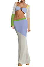 Crochet Knit Top and Maxi Skirt Matching Set