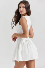 Chic Pleated Waist Mini Dress