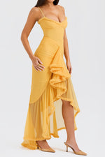 Glam Ruffled Front Ruched Gown