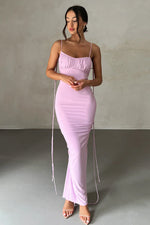 Elegant Ruched Backless Maxi Dress