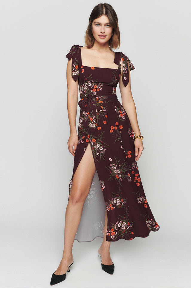 Spring Floral Sleeveless Midi Dress