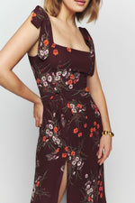 Spring Floral Sleeveless Midi Dress