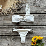 White One Shoulder Bikini Sets