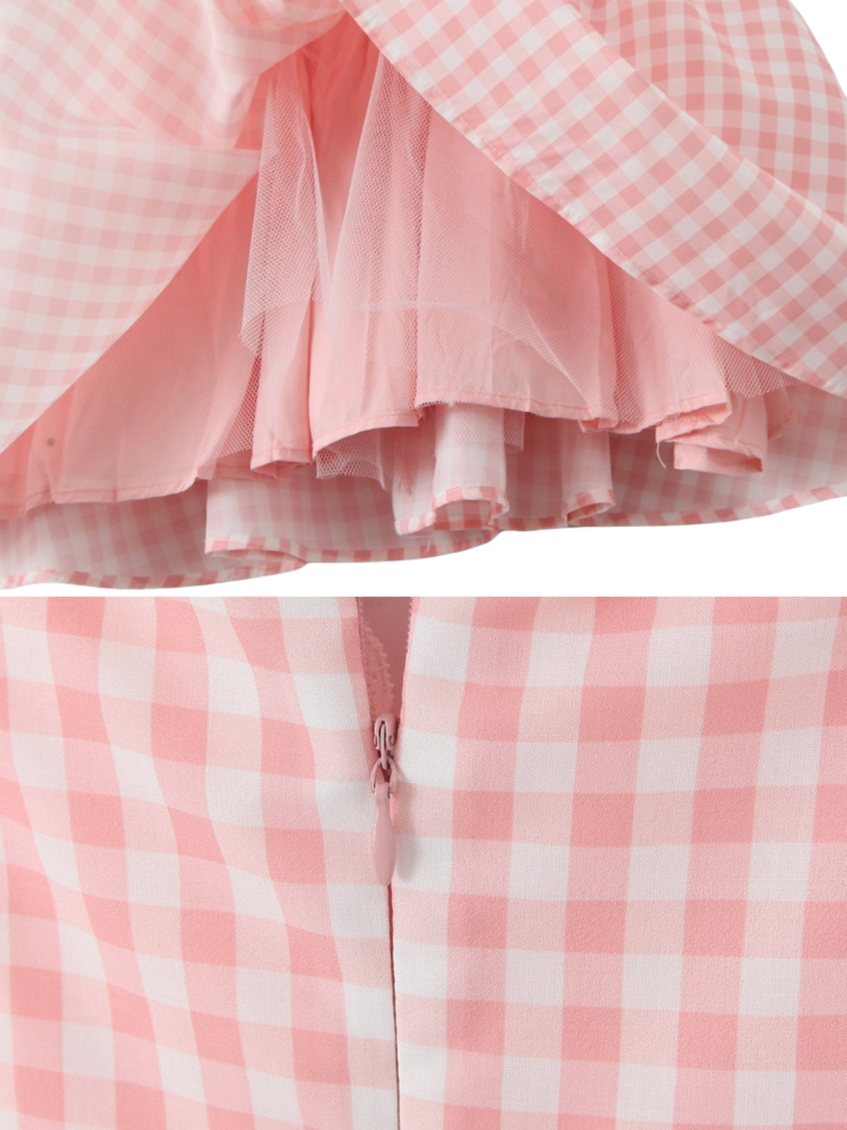 Pink Gingham Print Mini Dress