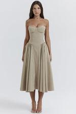 Elegant Pleated Waist Corset Sundress