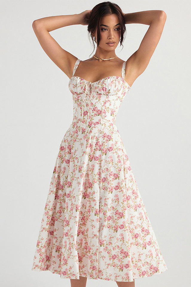 Solid Bustier Slip Midi Sundress