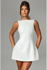 Solid Backless Mini Dress