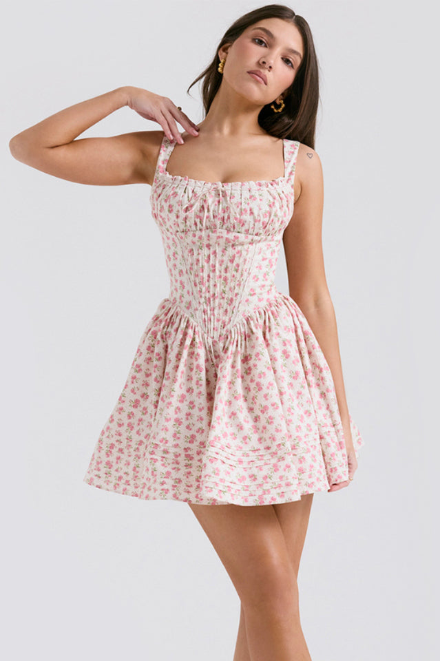 White Front Tie Sleeveless Mini Dress