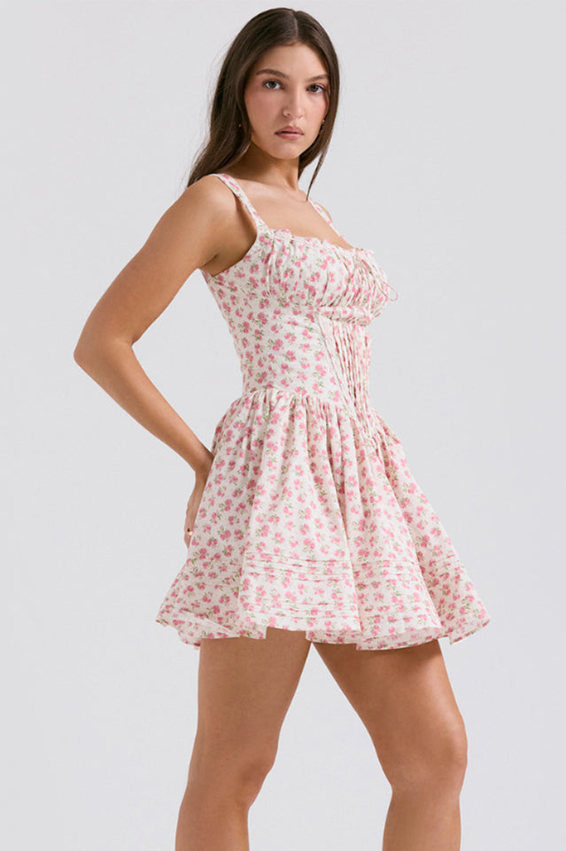 White Front Tie Sleeveless Mini Dress