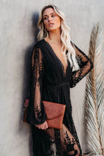 Boho Lace Long Sleeves Maxi Dress