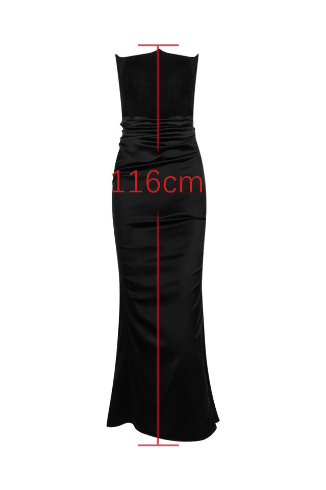 Off Shoulder Paneled Satin Midi Dress
