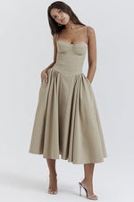 Elegant Pleated Waist Corset Sundress