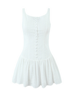 Sweet Eyelet Buttoned Mini Dress