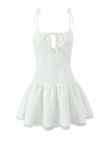 White Shoulder-Tie Mini Dress