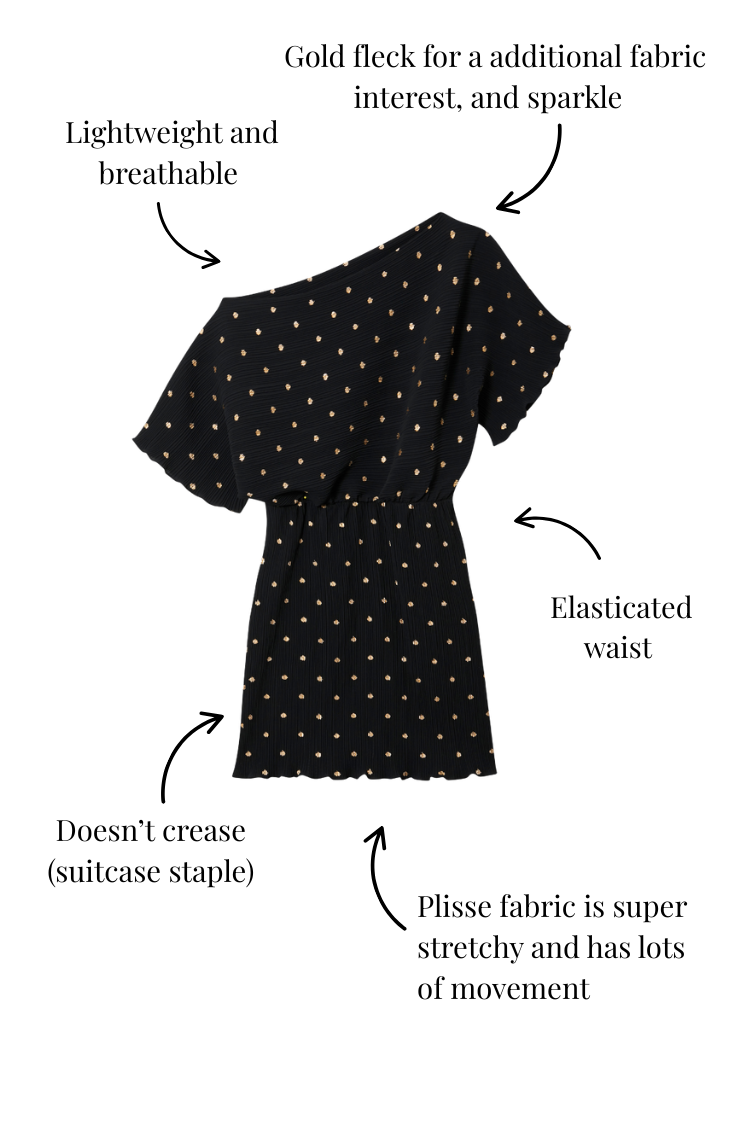 Black Dotted Print One Shoulder Mini Dress