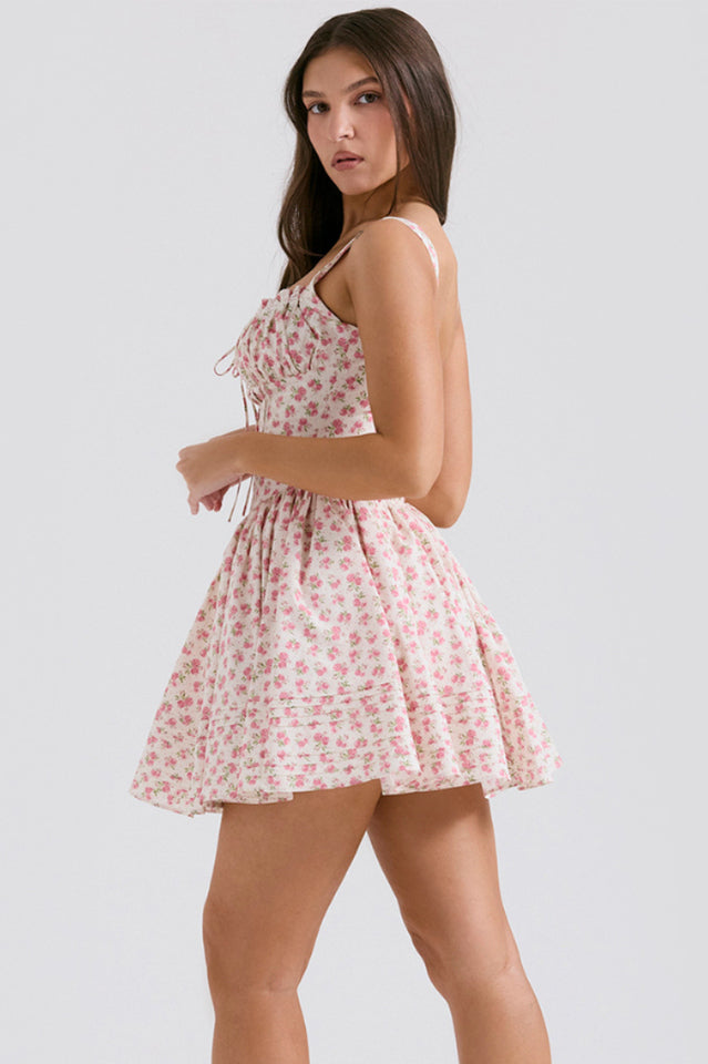 White Front Tie Sleeveless Mini Dress