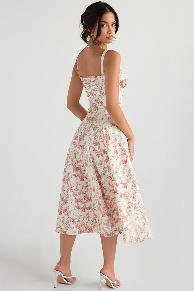 Solid Bustier Slip Midi Sundress