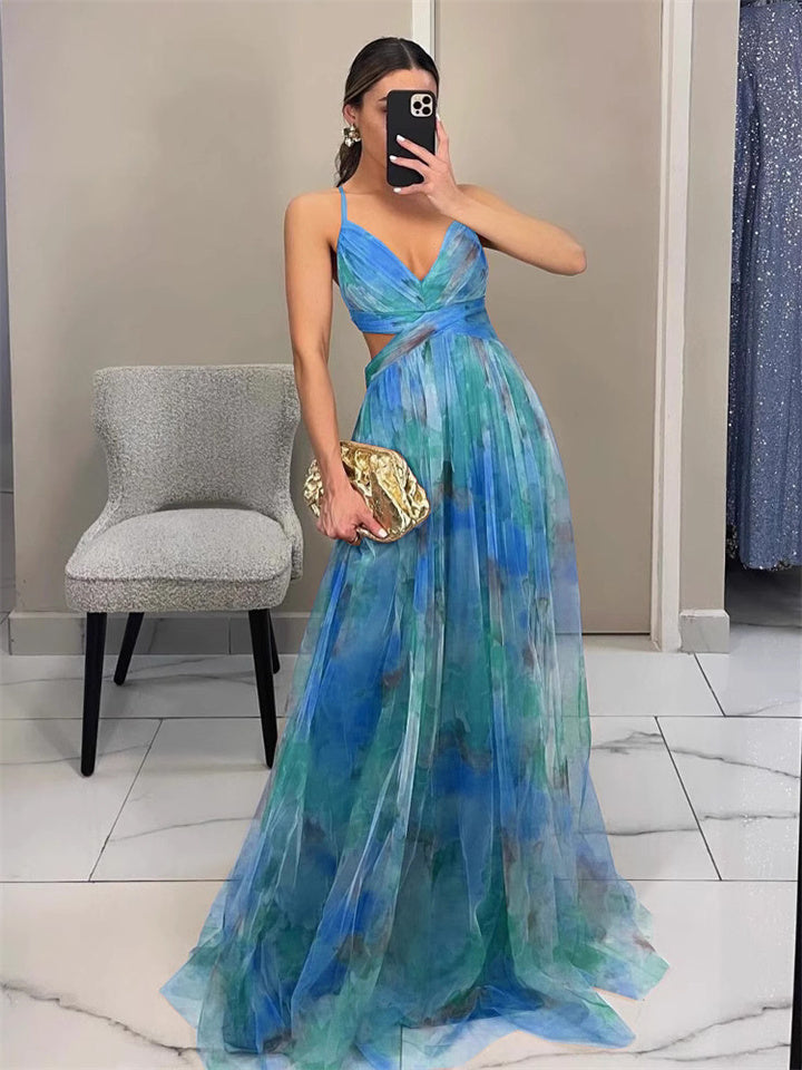 Multicolor Floral Spaghetti Strap Maxi Dress