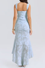Retro Textured Surface Ruched Maxi Dress