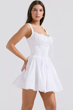 White Front Tie Sleeveless Mini Dress
