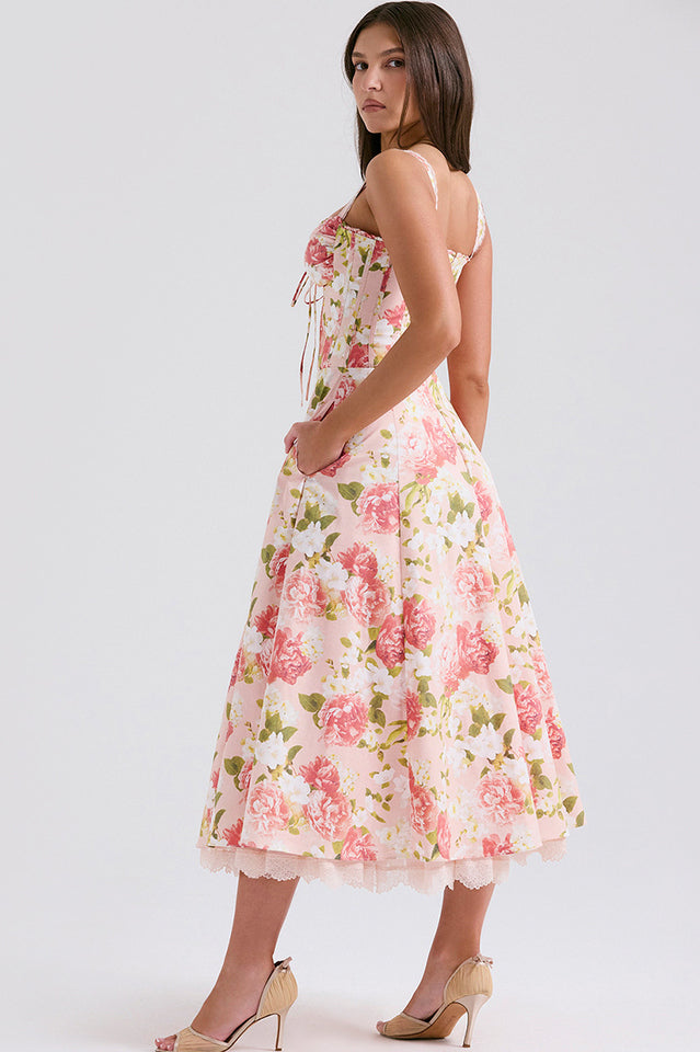 Dainty Floral Slip Midi Sundress