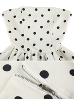 Beige Polka Dot Strapless Mini Dress