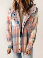Plaid Pattern Thermal Lining Hooded Jacket