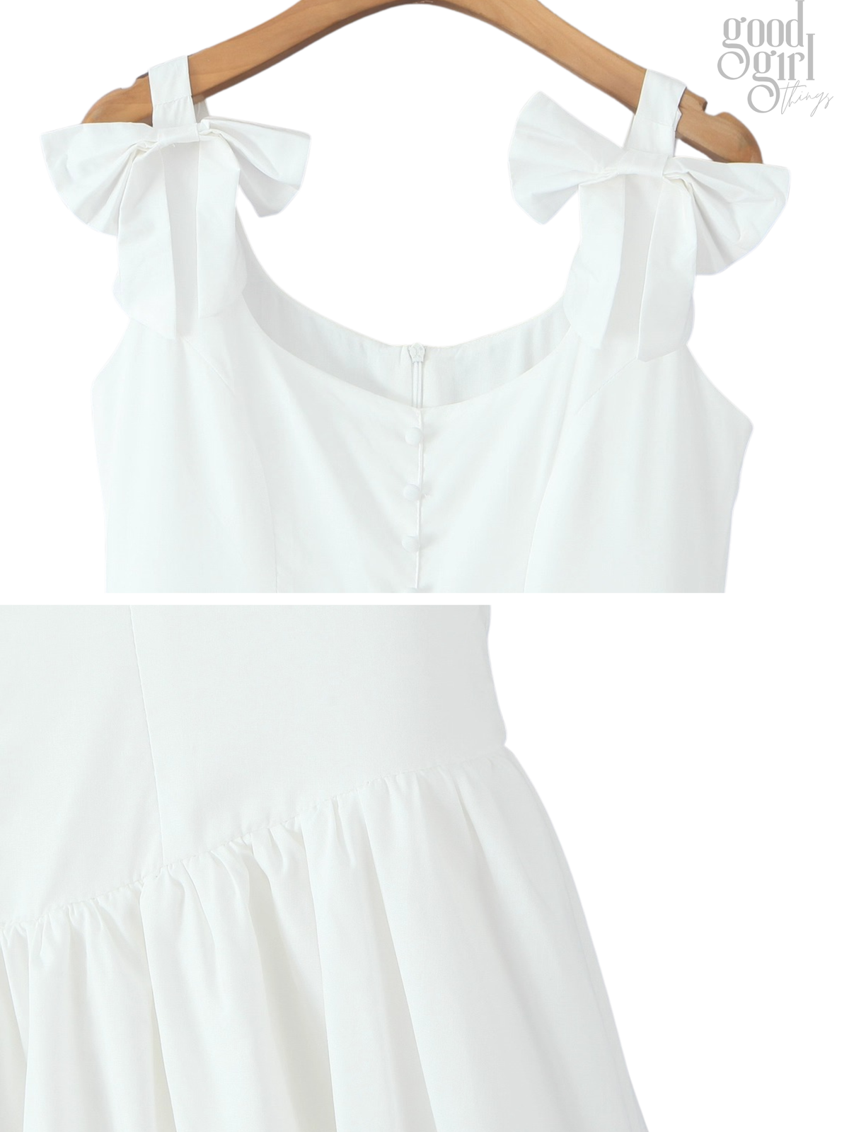 White Bow Detail Midi Dress