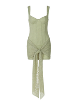 Crochet Lace Self-Tie Mini Dress