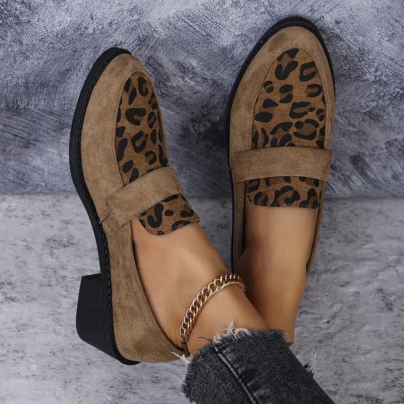 Leopard Print Pointed Toe Loafers