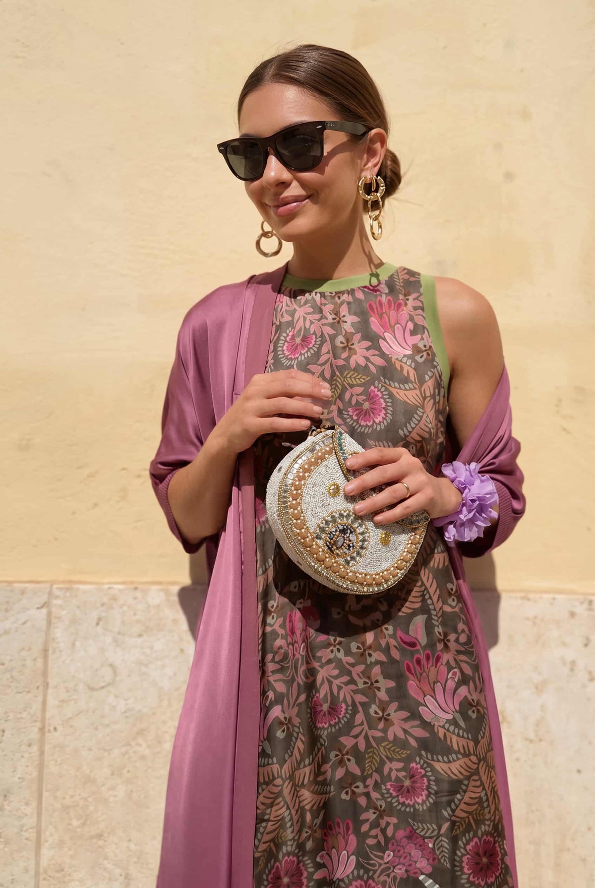 Retro Floral Sleeveless Midi Dress