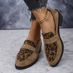 Leopard Print Pointed Toe Loafers