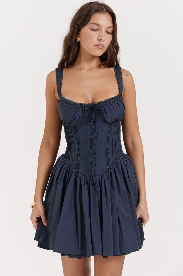 White Sleeveless Lace-Up Mini Dress