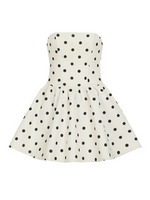 Beige Polka Dot Strapless Mini Dress