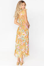 Spring Floral Sleeveless Midi Dress