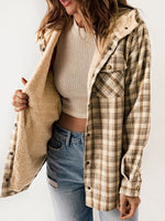 Plaid Pattern Thermal Lining Hooded Jacket