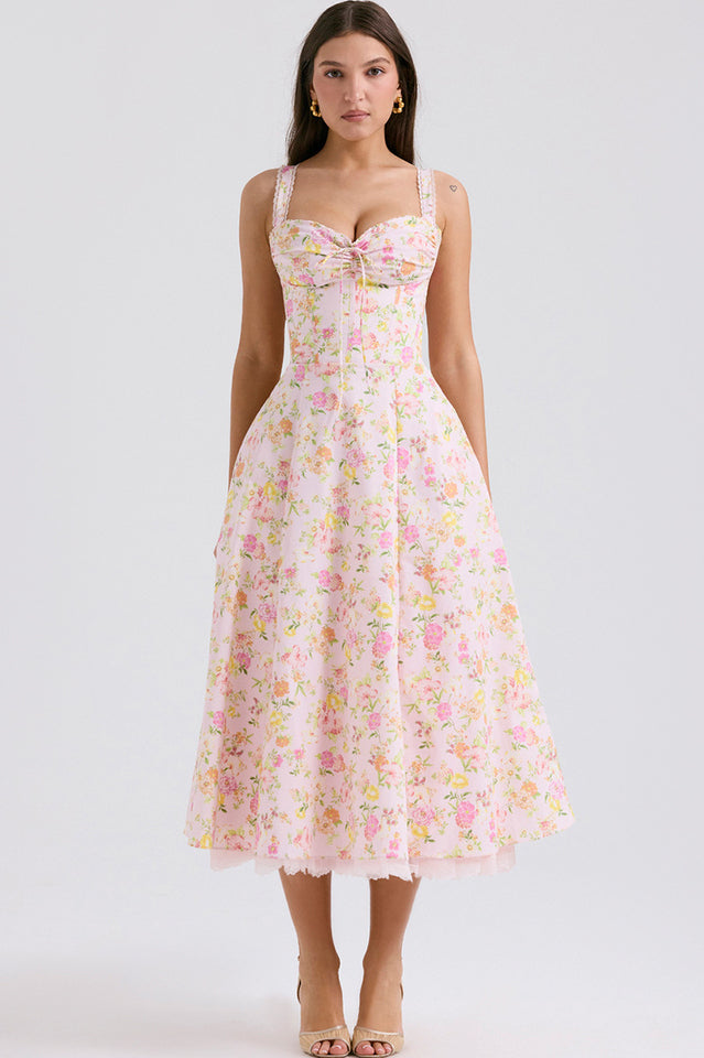 Dainty Floral Slip Midi Sundress