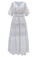 Sweet White Crochet Lace Maxi Dress