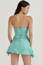 Solid Strapless Satin Mini Dress