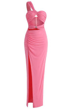 One Shoulder Pleated Maxi Dress
