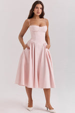 Elegant Pleated Waist Corset Sundress
