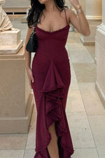 Glam Ruffled Front Ruched Gown