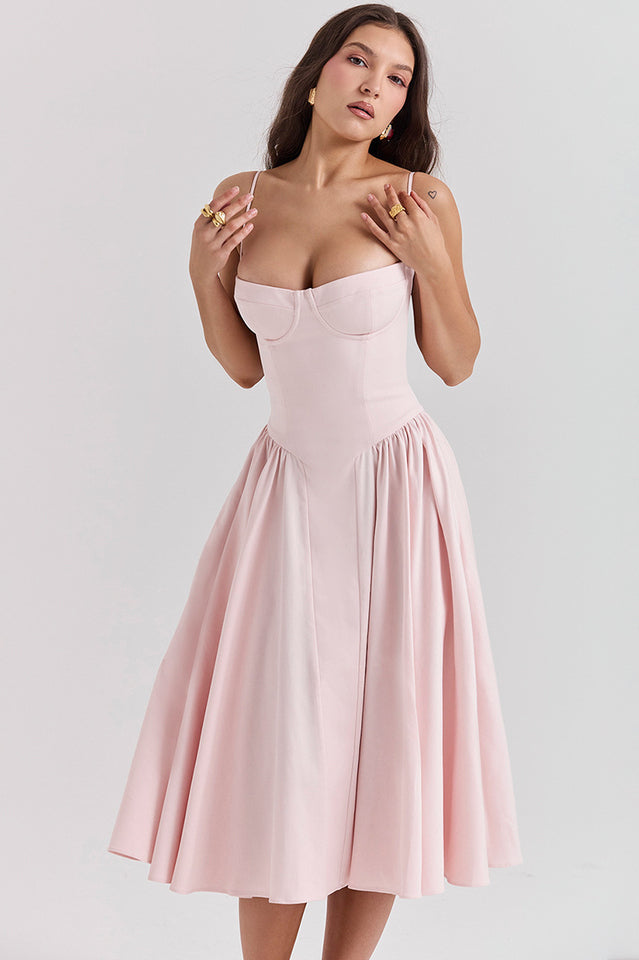 Elegant Pleated Waist Corset Sundress