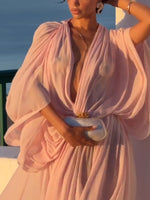 Peach Pink Chiffon Maxi Dress