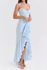 Glam Ruffled Front Ruched Gown