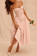 Elegant Pleated Waist Corset Sundress