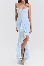 Glam Ruffled Front Ruched Gown