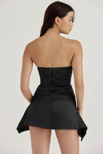 Solid Strapless Satin Mini Dress