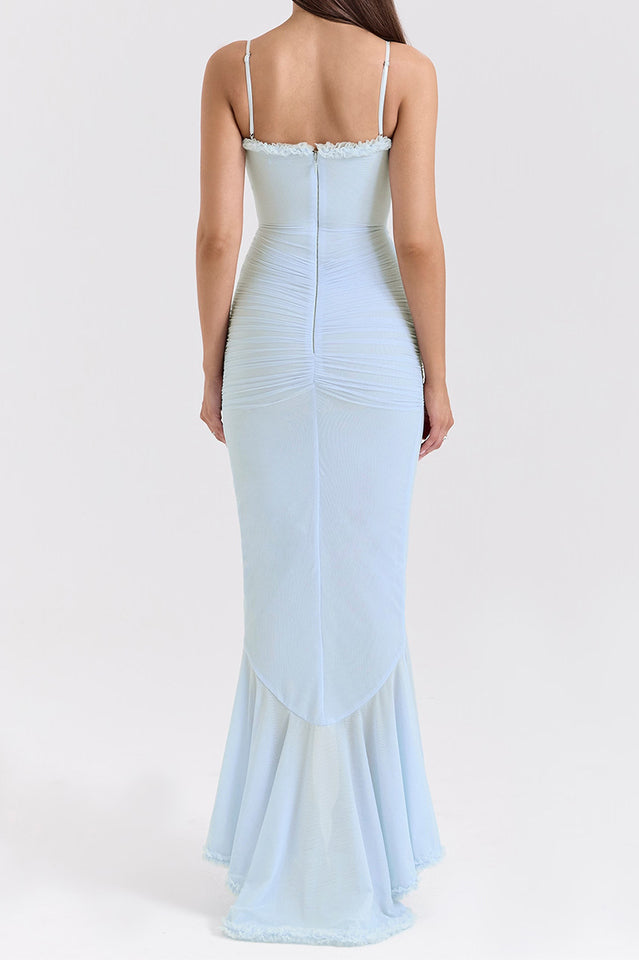 Glam Ruffled Front Ruched Gown