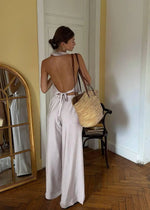 Solid Linen Vest and Wide-Leg Pants Two-Piece Set